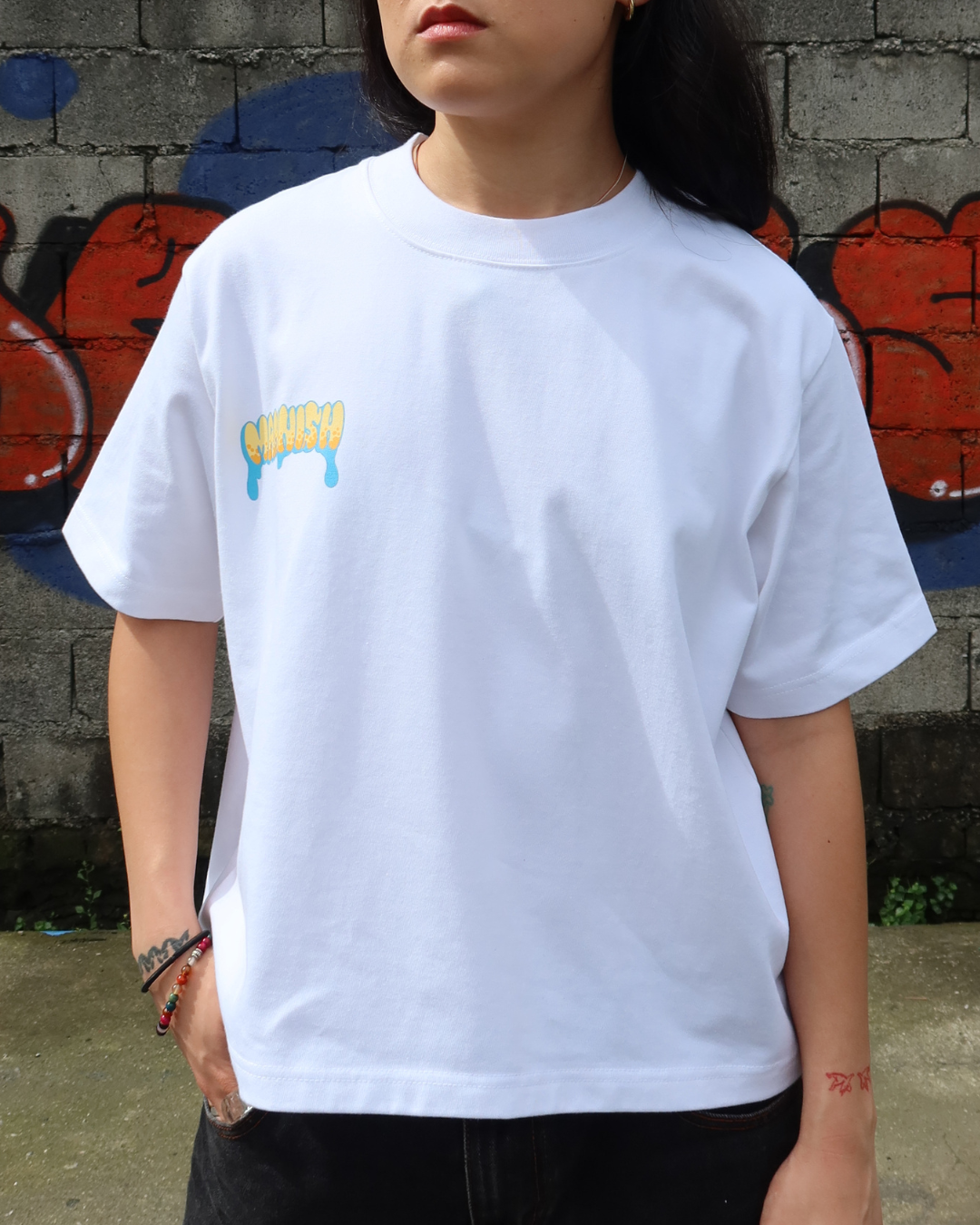 Trace of Flame High Collar Semi Muscle Cropped Tee